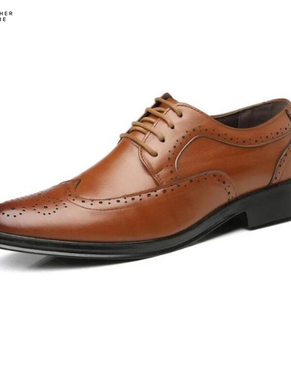 Sophisticated Oxford Brogue Dress Shoes Genuine Calfskin Leather