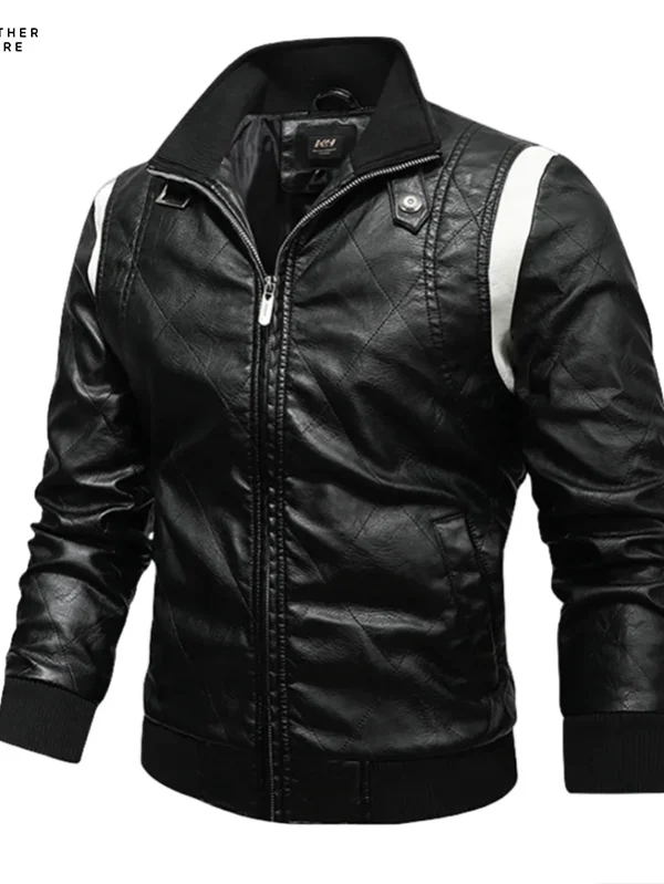 Spring Autumn Fashion Stand - Men’s Scorpion Embroidered PU Coat, Motorcycle Biker Chic