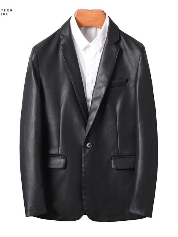 Stylish Business Blazer Men’s Casual Leather Dress Suit Coat