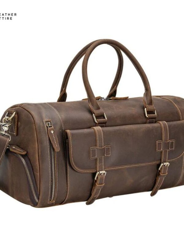 TIDING-Custom-Genuine-Leather-Weekender-Overnight-Travel-Duffel-Bag