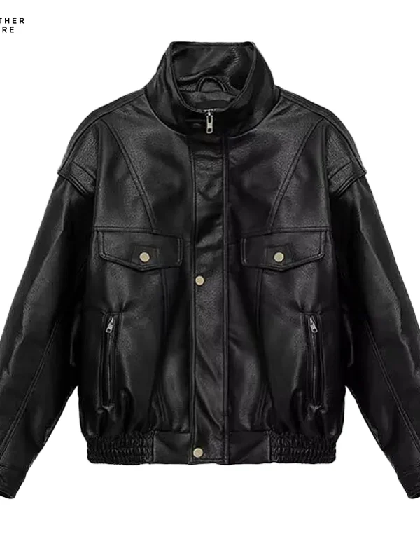 Thick Black Pu Leather Jacket Women Bomber Spring Autumn