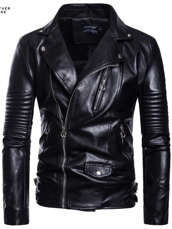 Trendy Bomber Jacket - Men's Faux Leather with Motorcycle Lapel for Contemporary Fashion