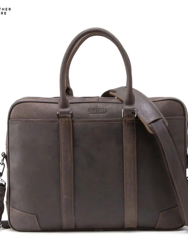 Versatile Business Ally - Leather Men’s Multifunctional Briefcase