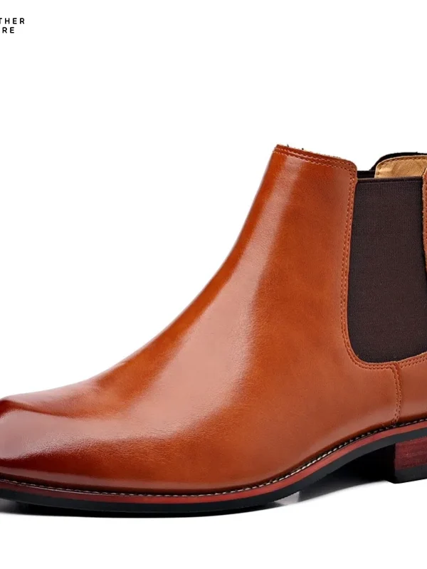 Vintage Vibes Men’s Leather Ankle Boots with Classic Retro Chelsea Design