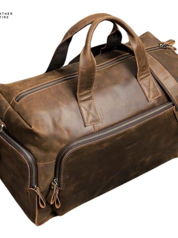 Waterproof-Leather-Duffle-Bag-Contacts-Mens-Gym-Sports-Travel-Luggage