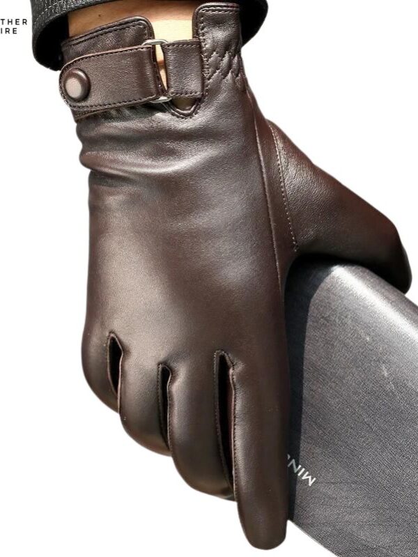 Winter Genuine Sheepskin Leather Gloves For Men, Warm Touchscreen Warm Gloves