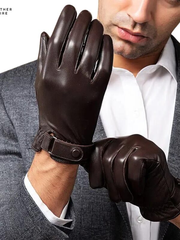 Winter Genuine Sheepskin Leather Gloves For Men, Warm gloves