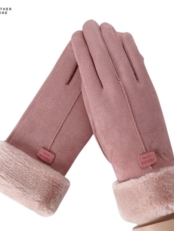 Women Winter Thick Plush Leather Gloves Fashion Winter Warm gloves