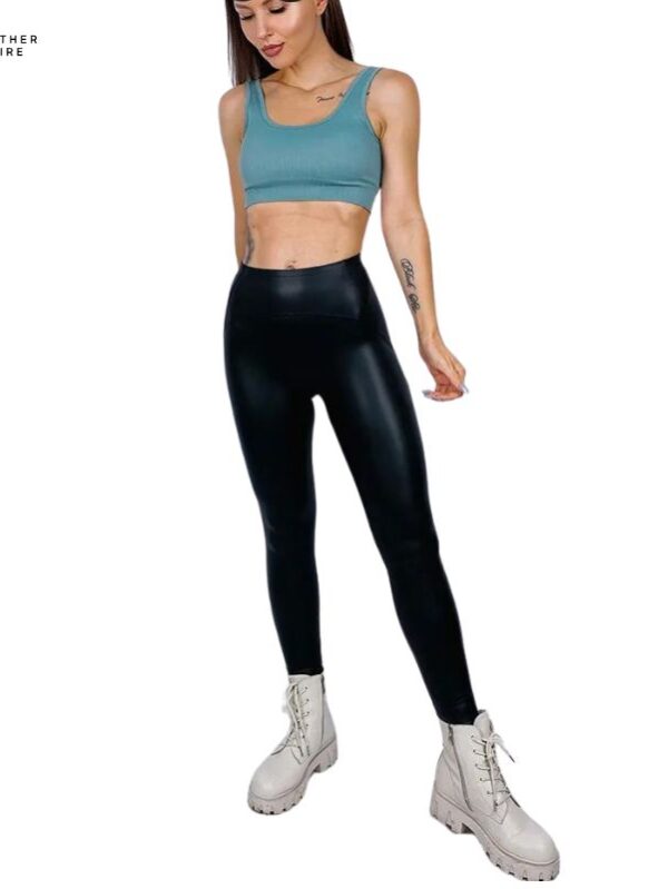 Women’s Fleece Matte PU Leather Pants Leggings