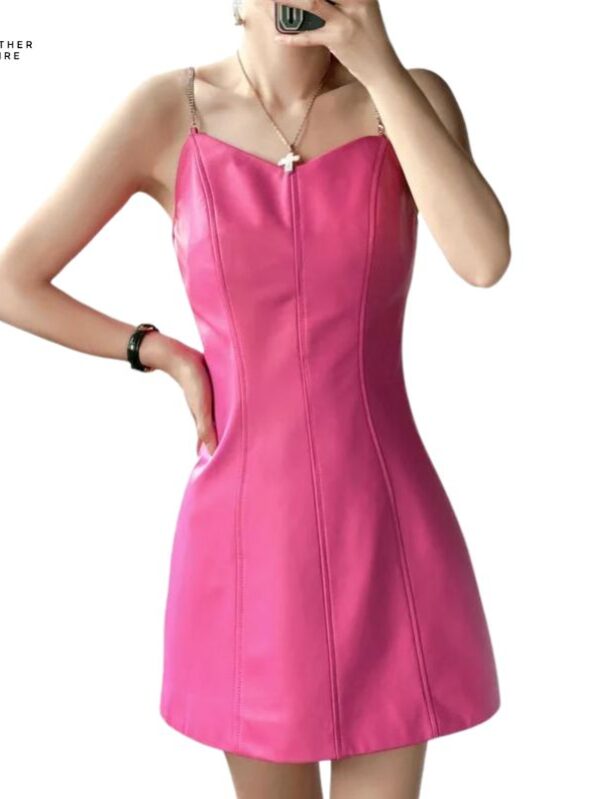 Fashion Party Casual Sleeveless Bodycon Dress Women's Real Sheepskin Leather