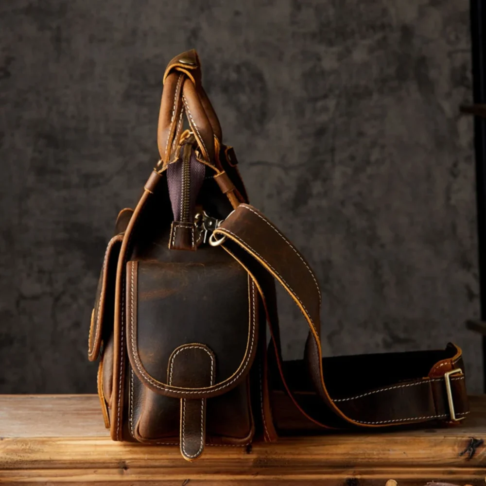 Vintage Style Real Leather Business Handbag for laptops