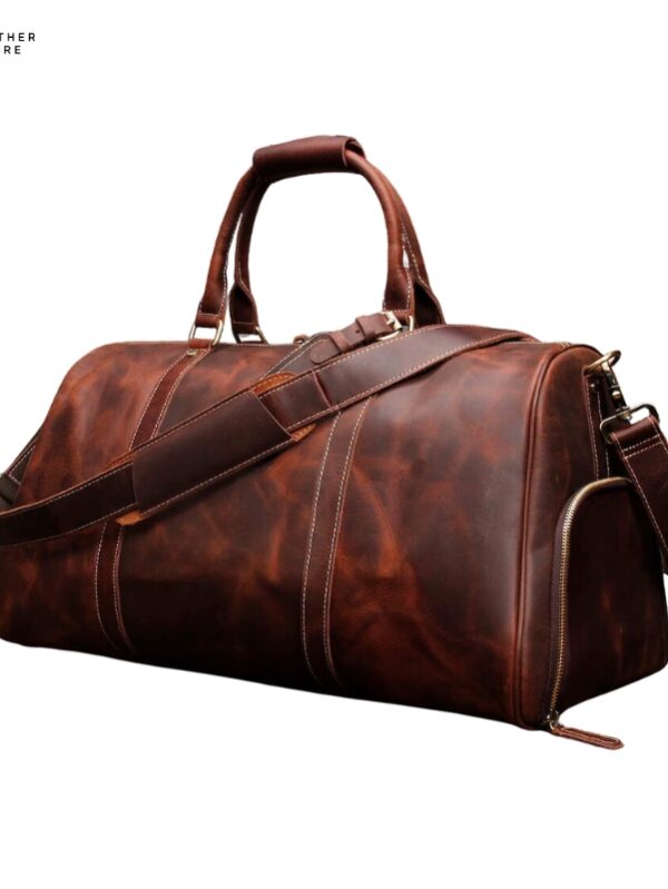 Classic Full Grain Shoe Compartment Leather Travel Duffle bags