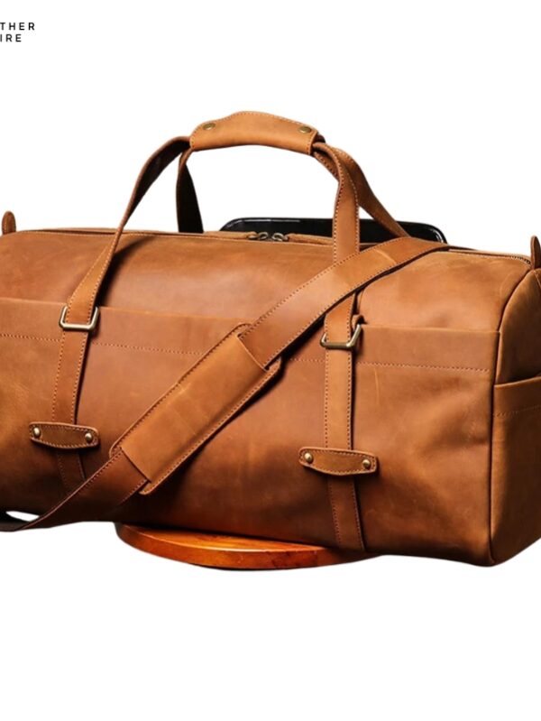 Classic Vintage Distressed Handmade Leather Travel Duffle Bag