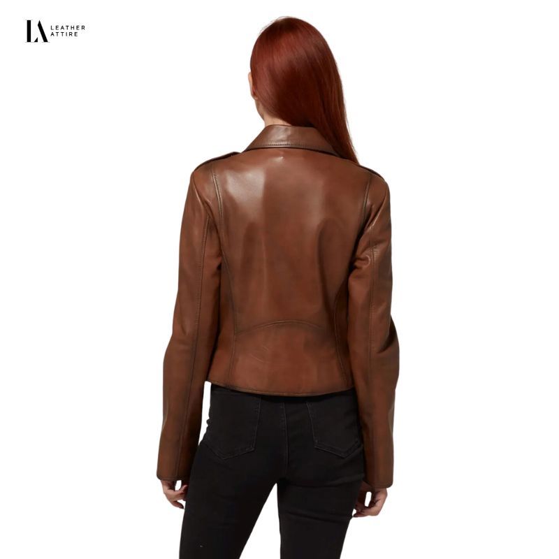 Antique Brown Leather Jacket for Women – Retro Vintage Design