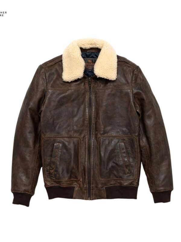 Brown Leather Jacket with Detachable Sherpa Lining for Men