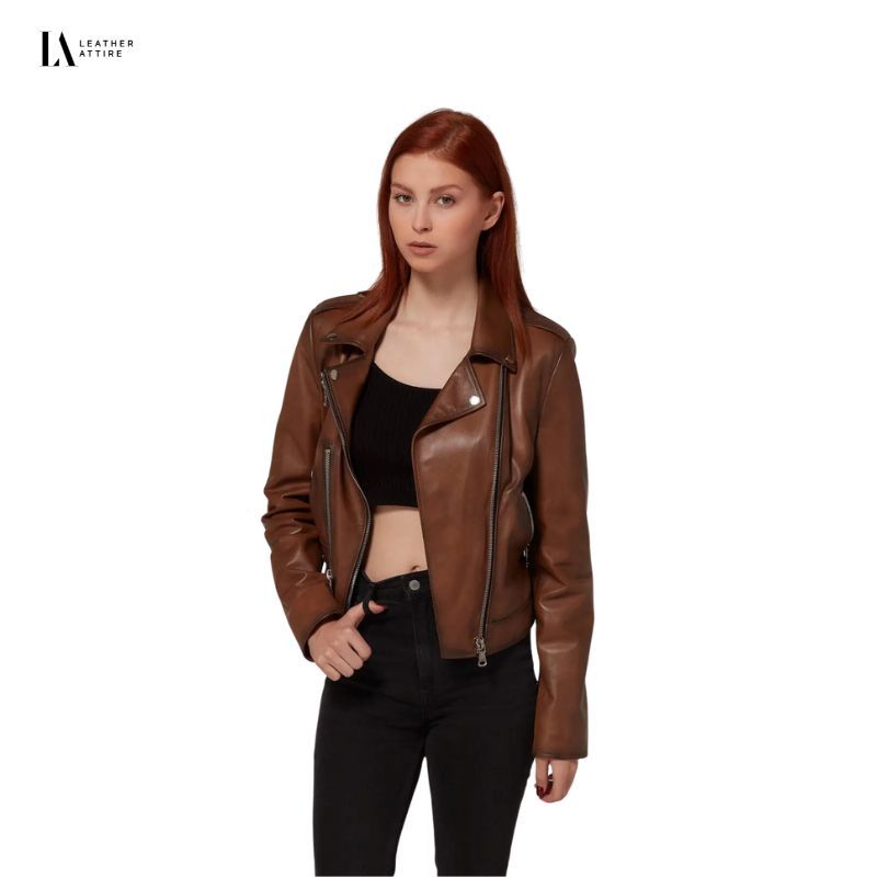 Timeless Brown Leather Jacket for Women – Vintage Look